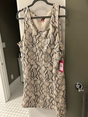 Vince Camuto Beige Snake-Print Mini Dress